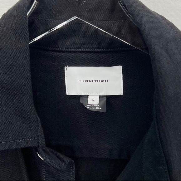 Current Elliot Black Shortall Denim Long Sleeve Collared Women’s Romper Sz 4 - Picture 4 of 13